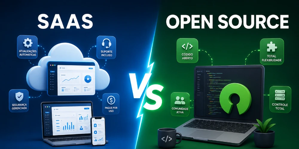 O que é uma plataforma pronta (SaaS) e um e-commerce próprio feito em Open Source?
